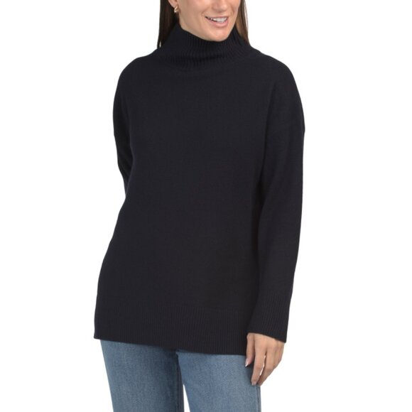 VINCE Coastal Wool And Cashmere Blend Drop Shoulder Turtleneck Sweater - Picture 1 of 2